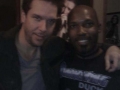 Dane Cook and Dévyan wearing a darkwing duck shirt